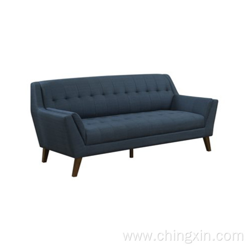 Living Room Three Seat Blue Fabric Leisure Sofa